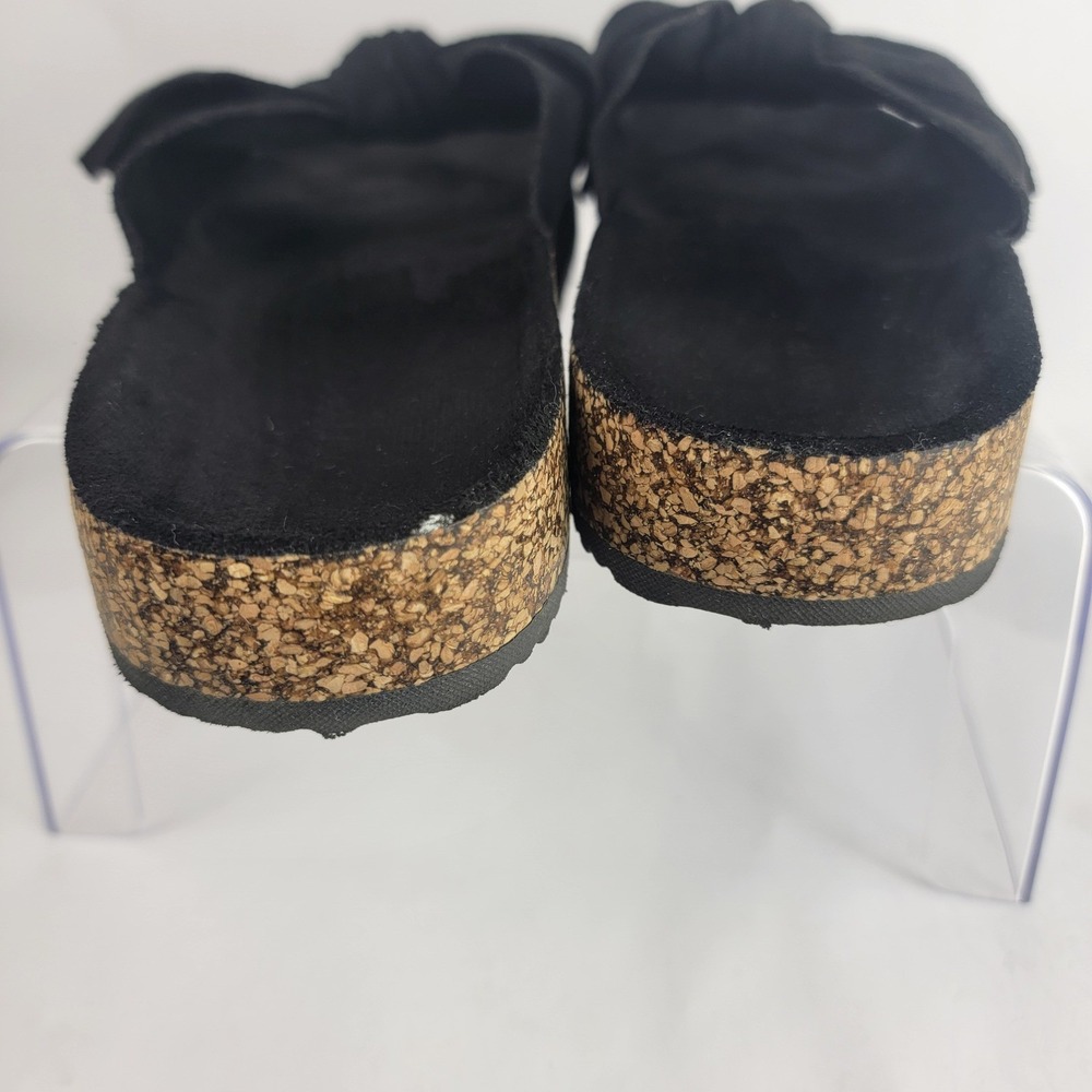 Forever Womens 9 Slip‎ On Slide Sandals Black Bow Casual Neutral Basic Boho - Picture 6 of 7